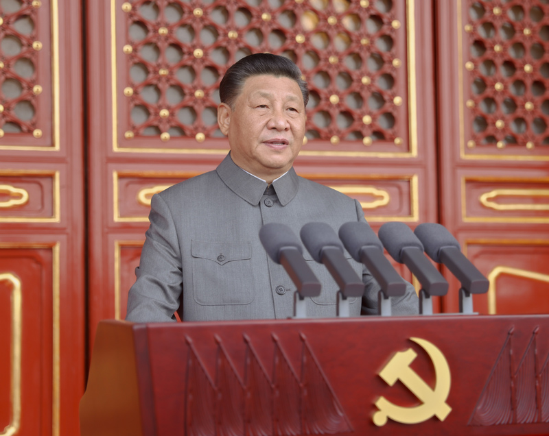 7月1日，慶祝中國共產黨成立100周年大會在北京天安門廣場隆重舉行。中共中央總書記、國家主席、中央軍委主席習近平發(fā)表重要講話。新華社記者 鞠鵬 攝